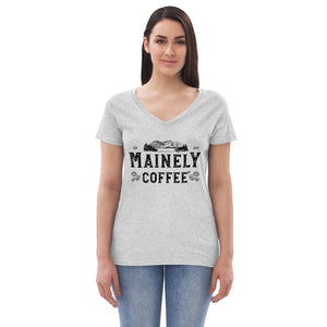 Mainely Coffee Logo Camiseta cuello pico mujer reciclada